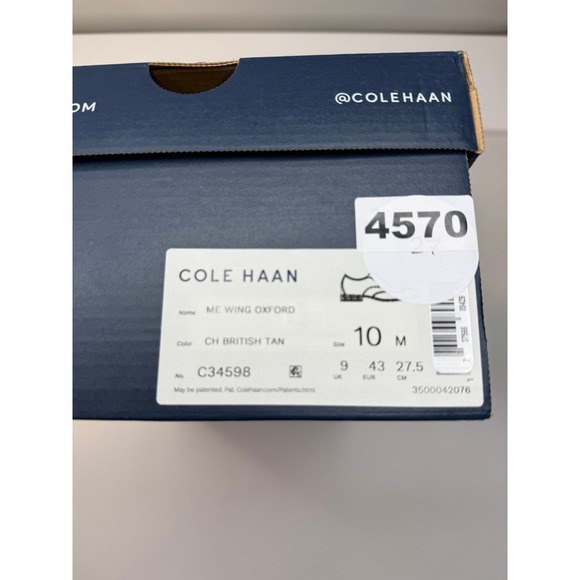 Cole Haan Wing Oxford British Tan Leather Dress Shoes C34598 Mens 10M NWB - Picture 8 of 8